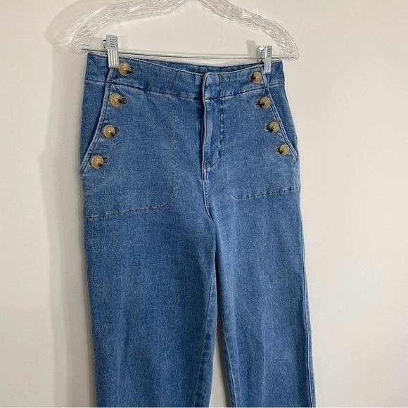 Talbots 2 Sailor Jeans Mystic Wash High Rise Trouser Denim‎ Button Details - Picture 3 of 14